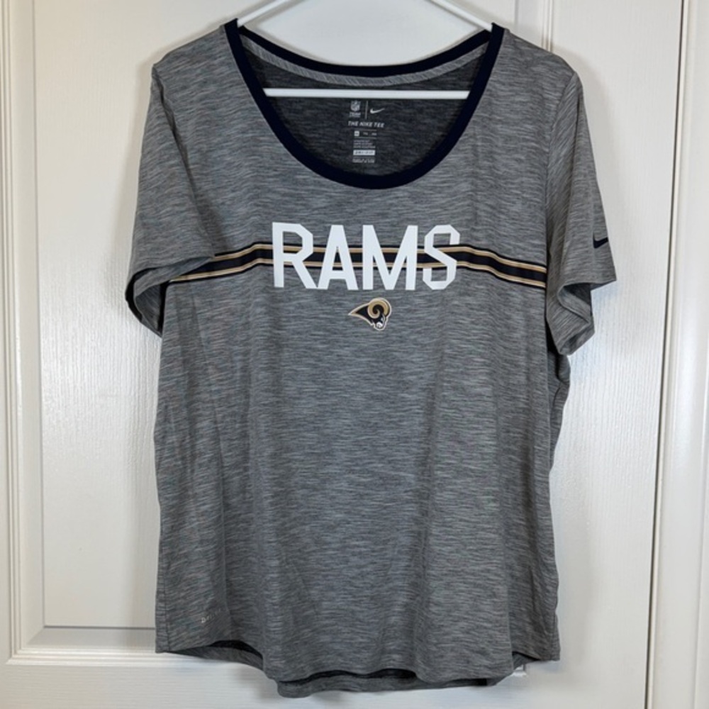 The Nike Tee Dri-Fit Gray NFL Los Angeles Rams Football Shirt XXL EUC #5788